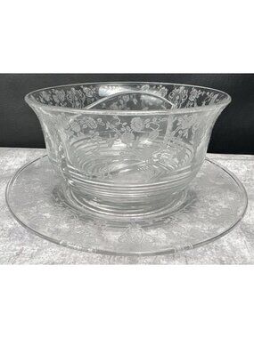 Cambridge Rose Point Tally-Ho Divided Salad Dressing Bowl